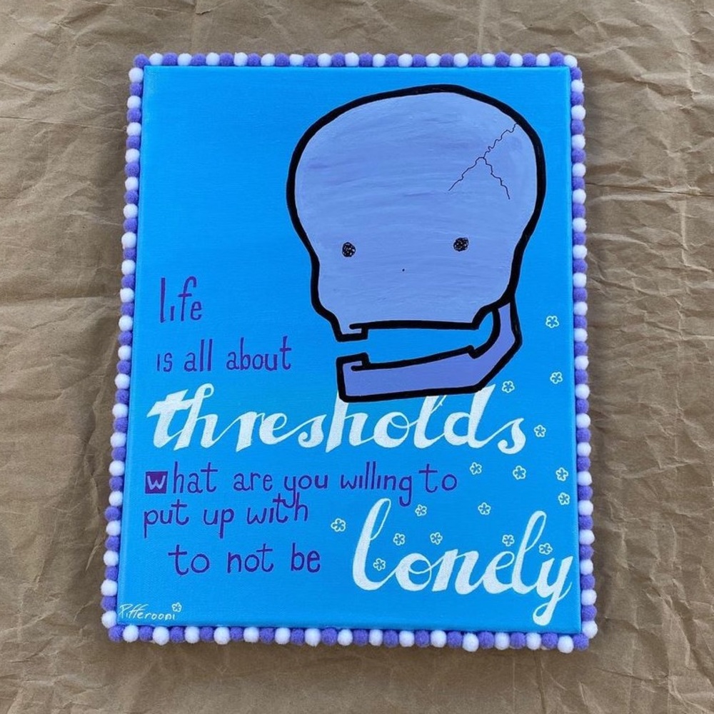 Original Thresholds Cute Skull Poetry Truism Painting
